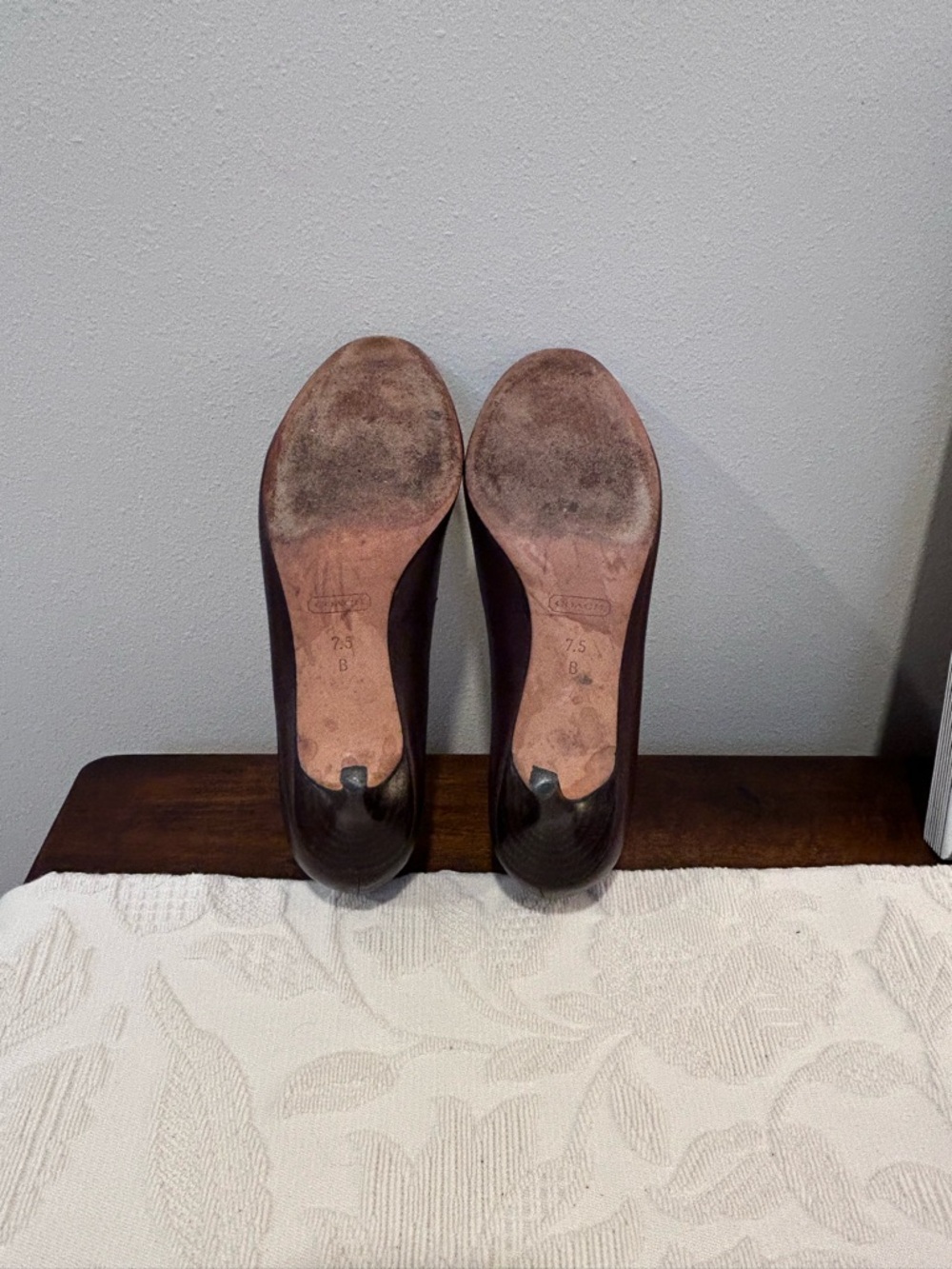Coach Dark Brown Maroon Leather Round Toe Pumps, 7.5 2.5” heel - Picture 4 of 10